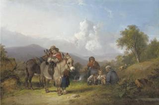 William Shayer, Sen. - Travellers in an extensive landscape, traditionally identified as Perlieu Common near Southampton