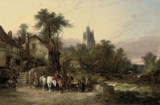 William Shayer - Carousing outside the Royal Oak Inn