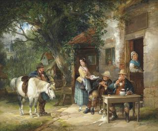 William Shayer - Outside the Royal Oak