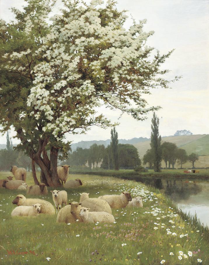 William Sidney Cooper - Maytime on the Thames