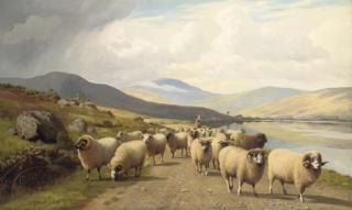 William Sidney Cooper - Sheep by a tarn