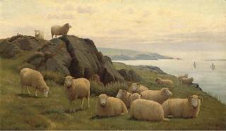 William Sidney Cooper - Sheep On A Sunlit Coast