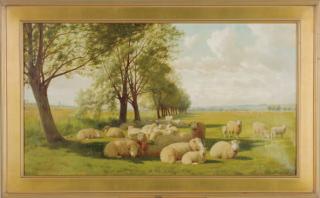 William Sidney Cooper - Sheep resting in a meadow