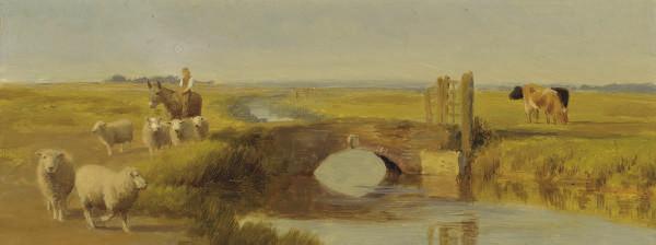 William Sidney Cooper - Shepherd herding his flock