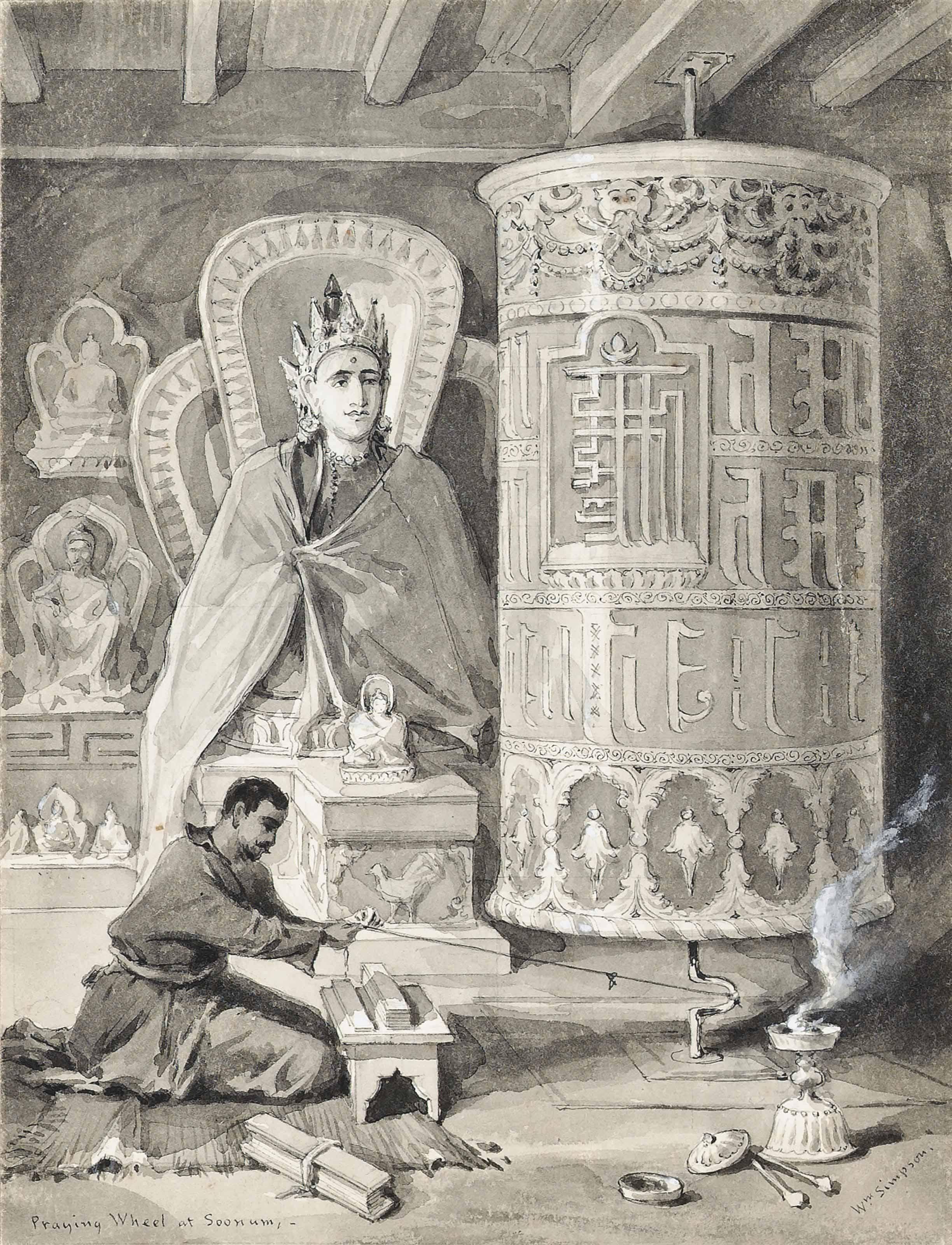 William Simpson - A Mani or Praying Wheel, Soonum, Himalayas
