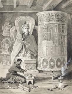 William Simpson - A Mani or Praying Wheel, Soonum, Himalayas