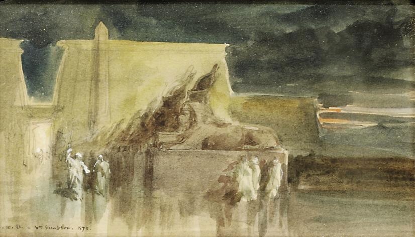 William Simpson - Arabs at a temple on the Nile