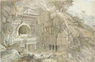 William Simpson - Buddhist Rock Cut Temple, Ajanta