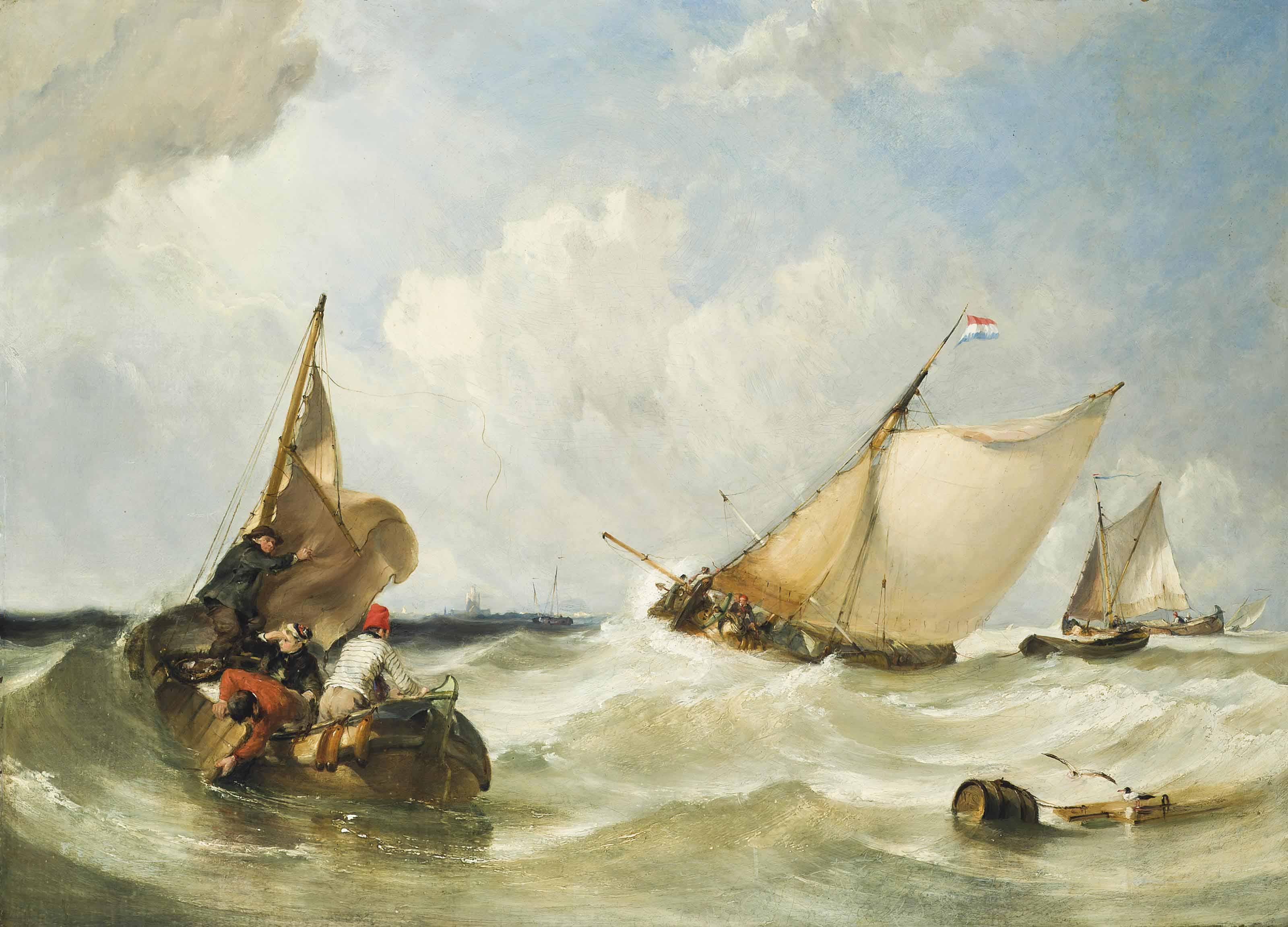 William Simson, R.S.A. - Fishing Boats Off Briel