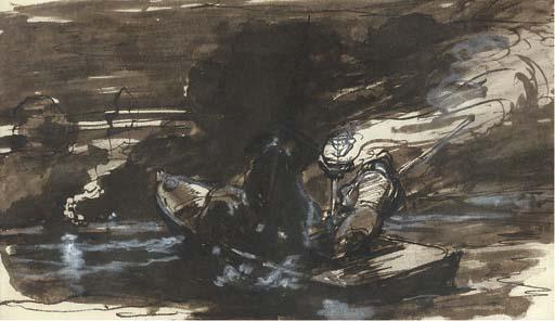 William Simson, R.S.A. - Salmon Spearing