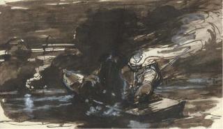 William Simson, R.S.A. - Salmon Spearing