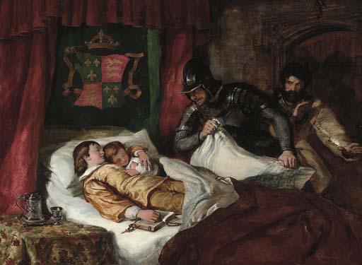 William Simson, R.S.A. - The death of Edward V and his brother Richard, Duke of York, in the Tower, 1483 Oh, thus, quoth Dighton, lay the gentle babes. Thus, thus, quoth Forrest, girdling one another.