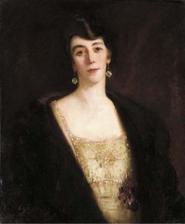 William Somerville Shanks, R.S.A., R.S.W. - Portrait of a lady, half-length, in a white dress and dark shawl