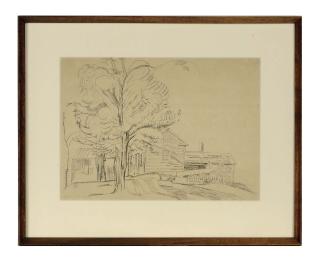 William Sommer - Horses by a barn; and a companion drawing