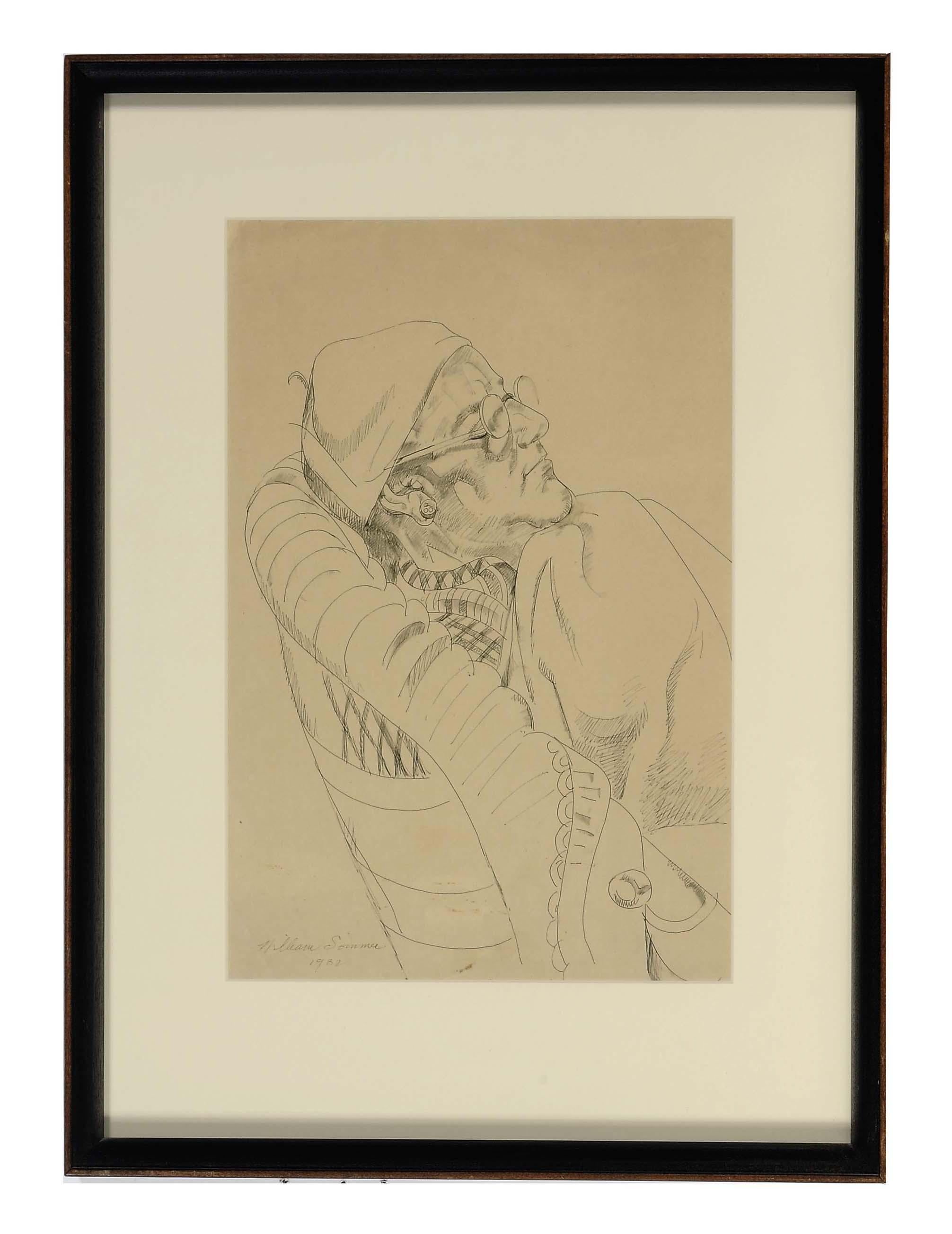 William Sommer - Portait of a figure sleeping; and two companion drawings
