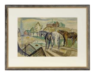 William Sommer - Two horses out to pasture