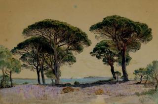 William Stanley Haseltine - Study after the landscape of Cannes