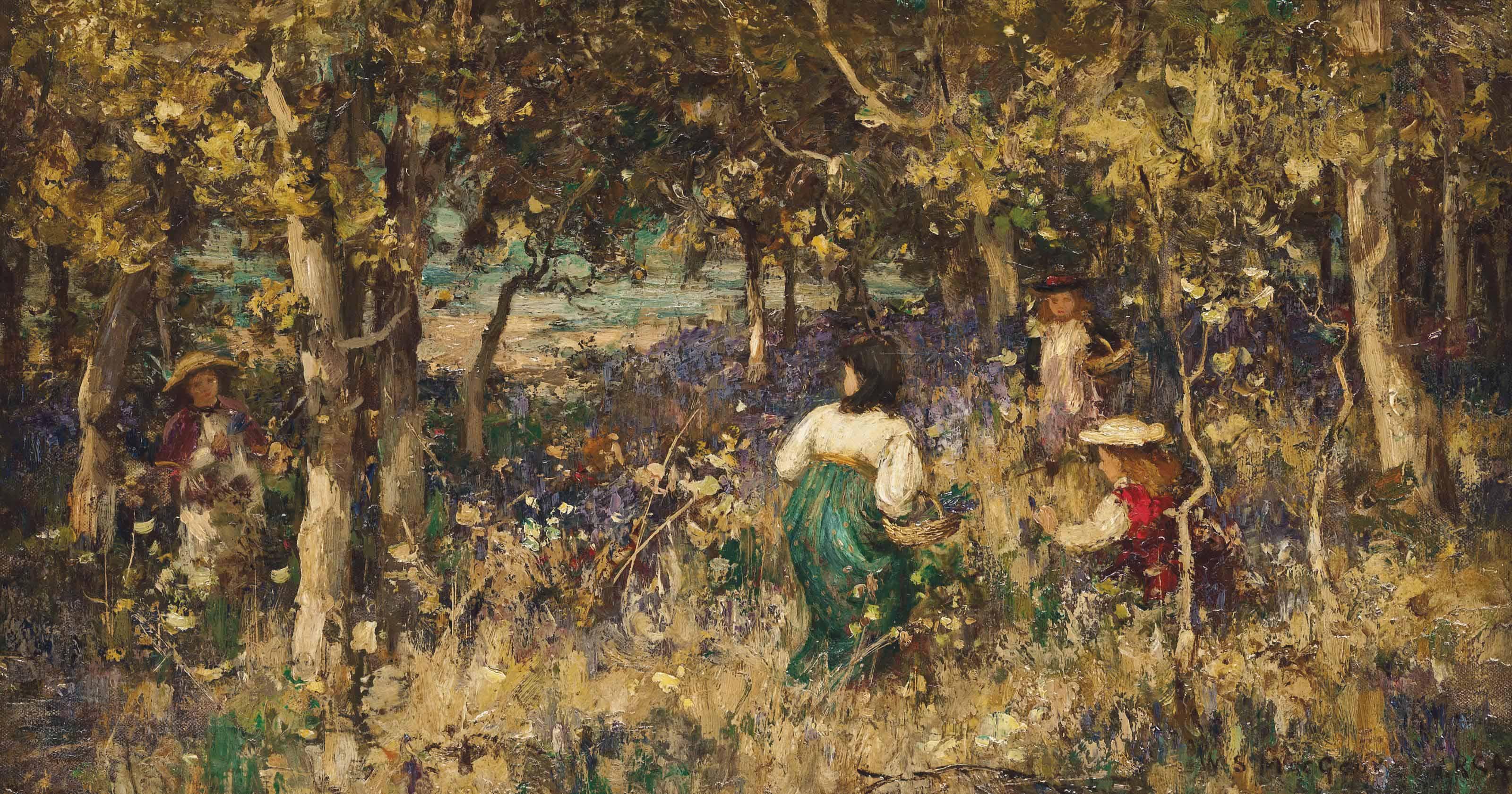 William Stewart Macgeorge, R.S.A. - Gathering Bluebells