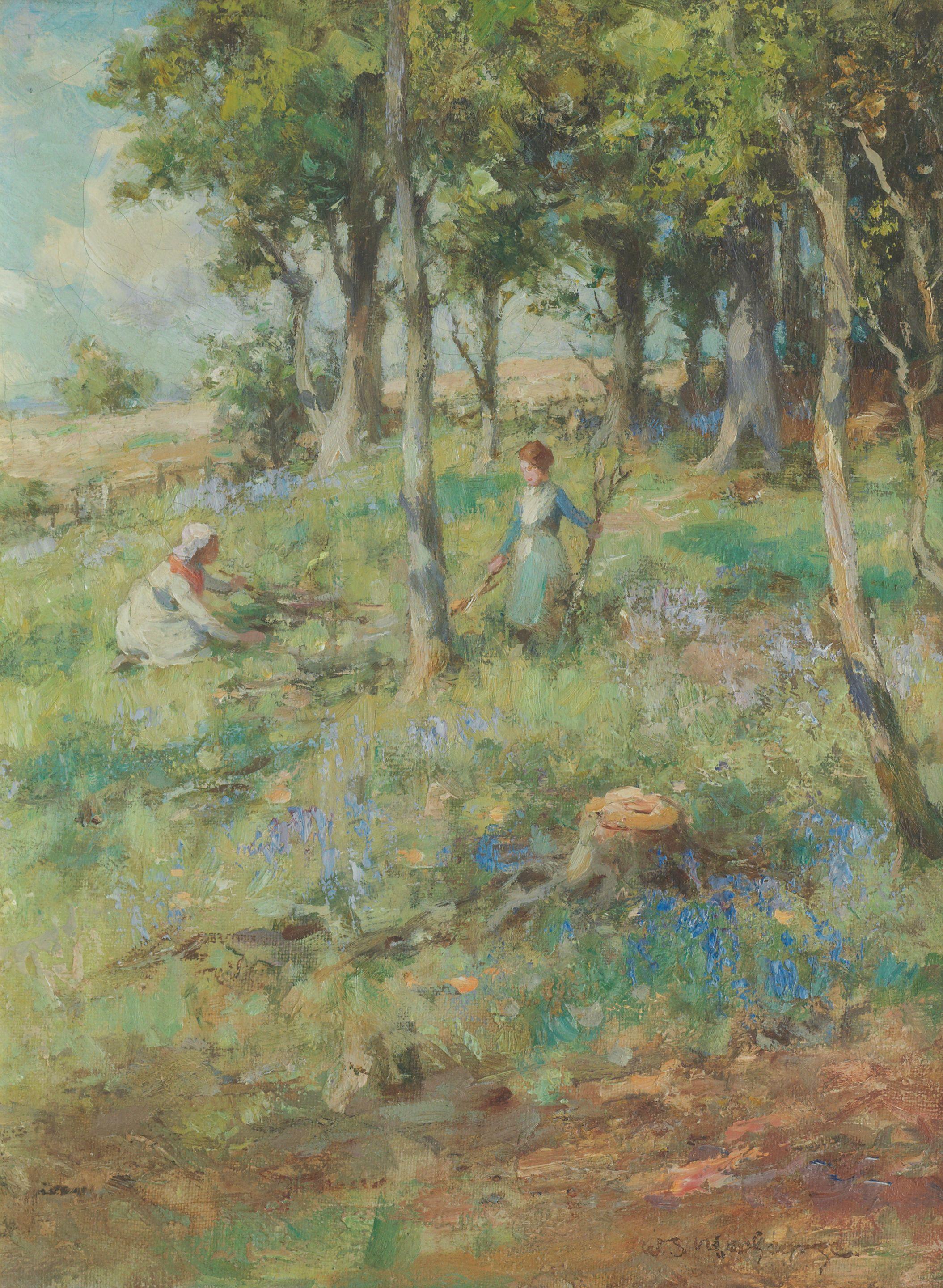 William Stewart MacGeorge RSA - Gathering wood in the Spring