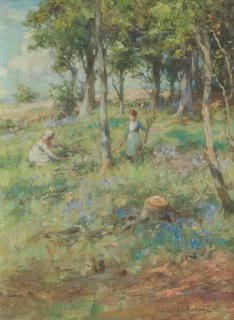 William Stewart MacGeorge RSA - Gathering wood in the Spring