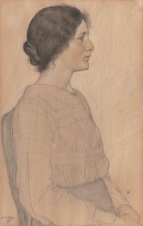 William Strang, R.A. - Portrait of a young girl, three-quarter-length, seated