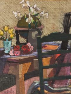 William Straube - Stillleben mit Lilien und einem Globus.