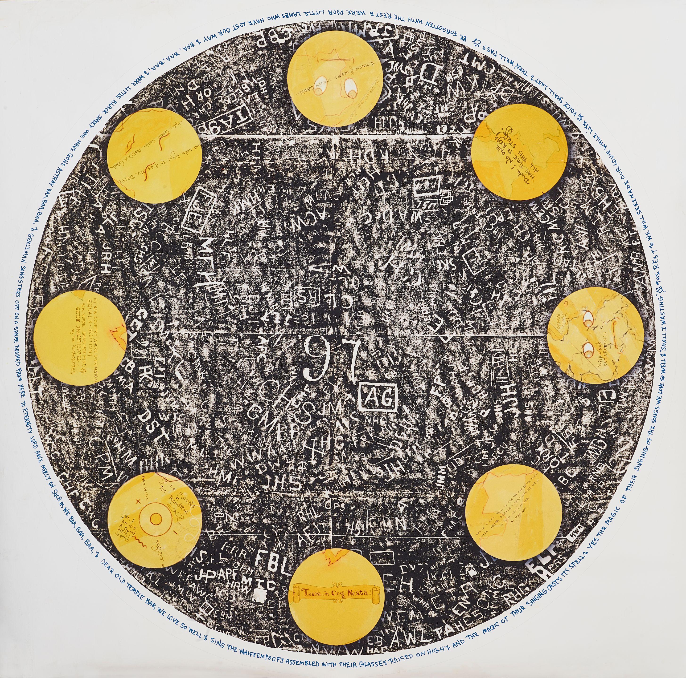 William T. Wiley - Tabletop with Meridian Moons, 1897