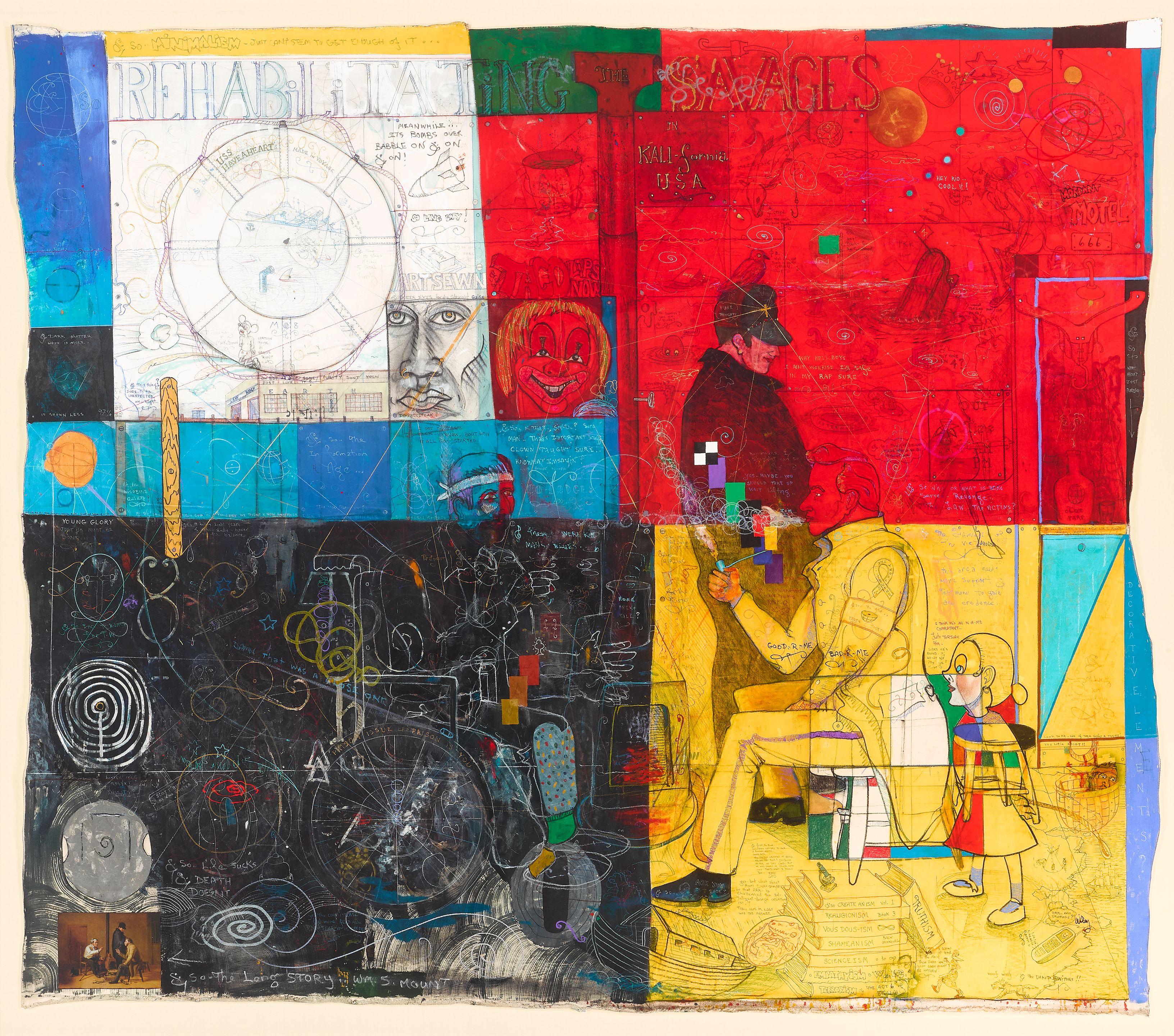 William T. Wiley - Untitled (rehabilitating the savages), 2006