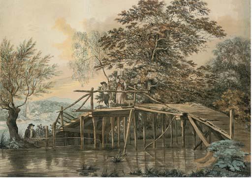 William Taverner - A Milkmaid Crossing A Bridge