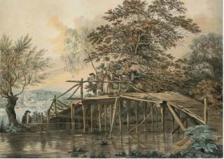 William Taverner - A Milkmaid Crossing A Bridge