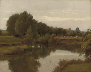 William Teulon Blandford Fletcher - The old Avon from Nafford, the Malvern Hills in the distance