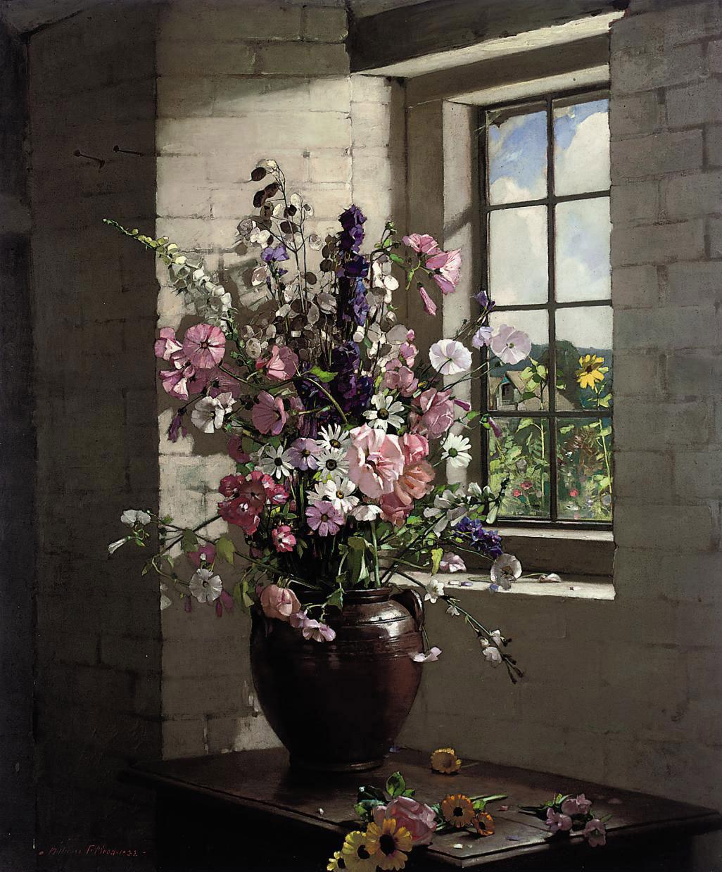William Thomas Wood, R.W.S., R.O.I. - Cottage garden flowers