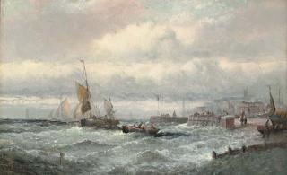 William Thornley - A stiff breeze off Ramsgate (illustrated); and Fishing trawlers off the harbour mouth at Ramsgate