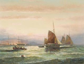 William Thornley - Fishing Boats Of The Coast At Dusk