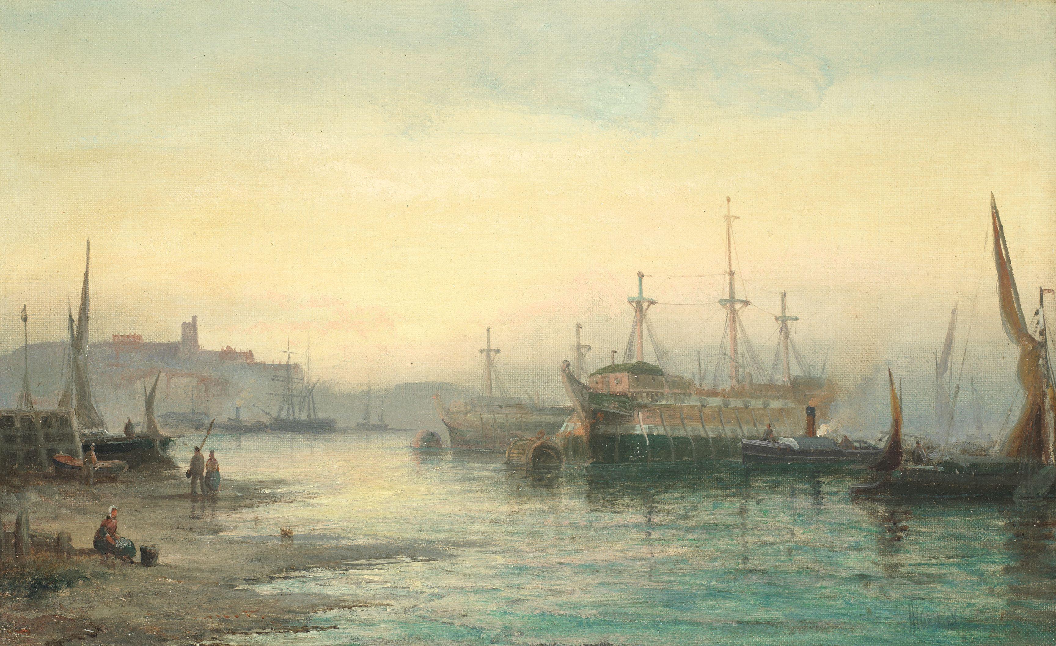 William Thornley - Hulks on the Medway