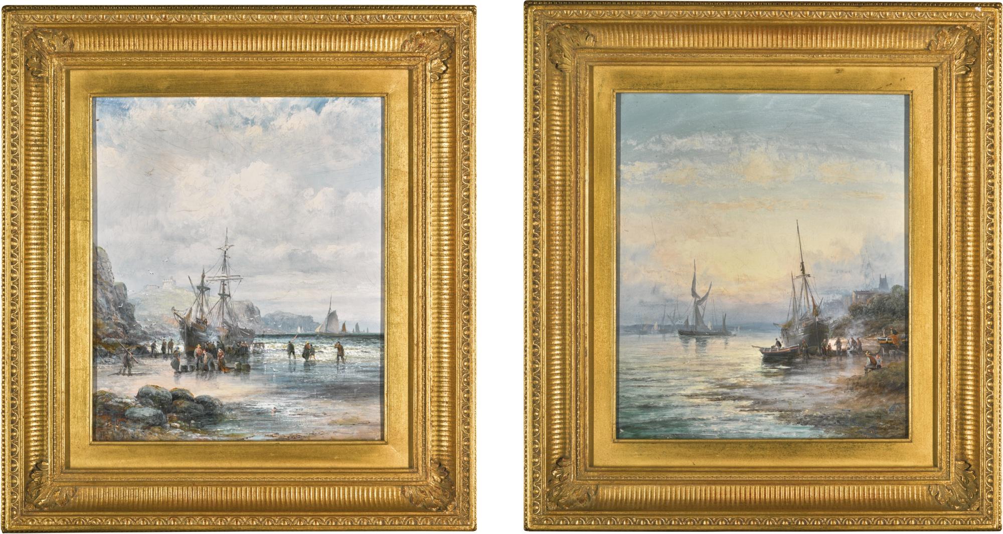 William Thornley - Low Tide At The Mouth Of The Medway; Boats After A Gale, Near Falmouth