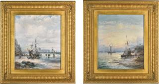 William Thornley - Low Tide At The Mouth Of The Medway; Boats After A Gale, Near Falmouth