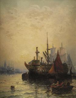 William Thornley - Shipping on the Medway and On the Medway by moolight