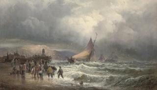 William Thornley - Sorting the catch on the beach at Hastings