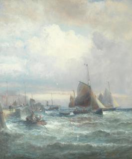 William Thornley - \'Sunrise, the Lower Thames\'; \'Fishing Boats Leaving Port\', a pair