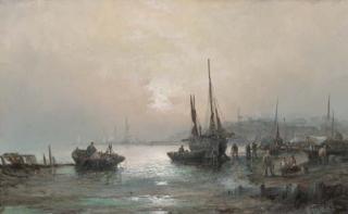 William Thornley - Unloading the day\'s catch on the foreshore