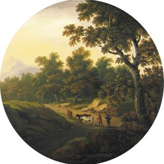 William Tomkins, A.R.A. - A Wooded Landscape With Cattle Grazing