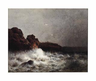 William Trost Richards - Birds over rough seas