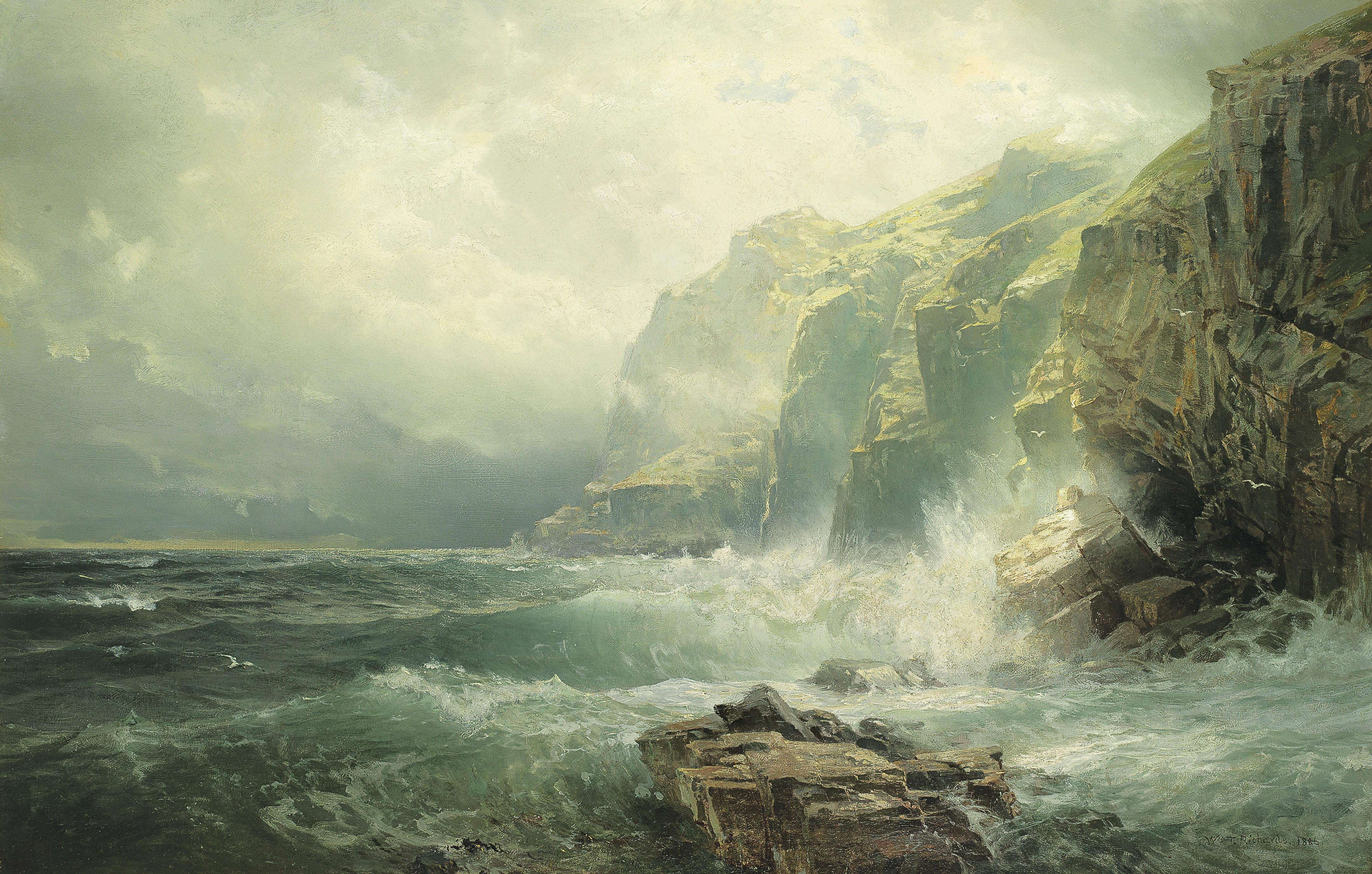 William Trost Richards - Rocky Coastline, Cornwall