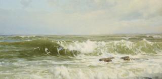William Trost Richards - Surf and Clearing Mist, Beaver Tail, Conanicut