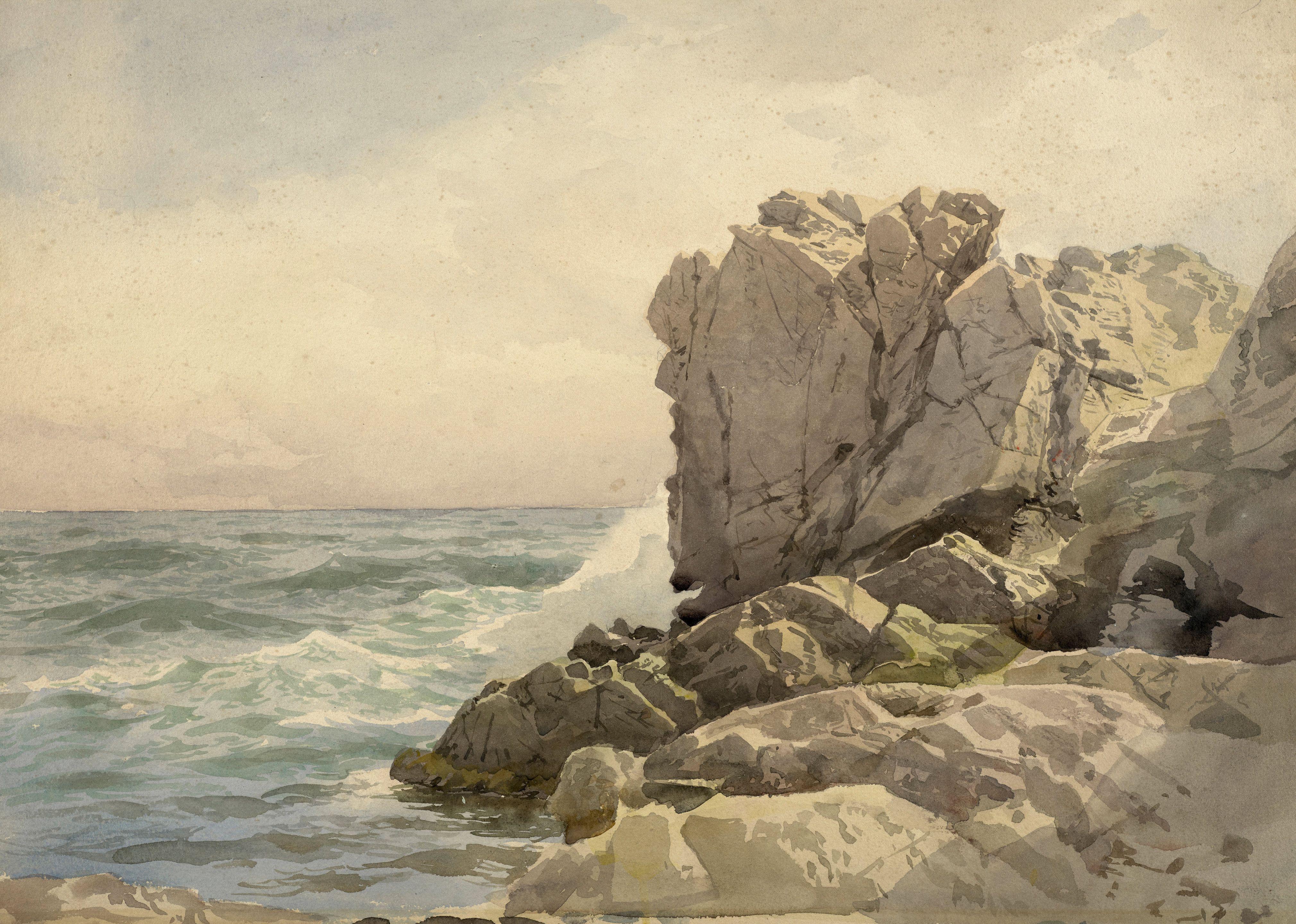 William Trost Richards - Waves Breaking Against a Rocky Shore