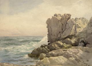 William Trost Richards - Waves Breaking Against a Rocky Shore
