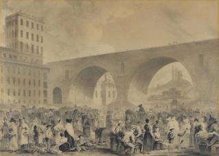 William Turner De Lond - Market Day, Edinburgh, Under North Bridge With Calton Hill Beyond