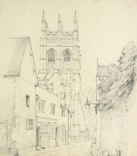 William Turner of Oxford, O.W.S. - View down Magpie Lane towards Merton College chapel, Oxford.