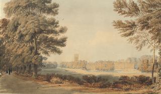 William Turner of Oxford, O.W.S. - View of Magdalen College, Oxford, from Addison\'s Walk with Thomas Isherwood, George Chaplin and John Rouse Bloxam in the foreground